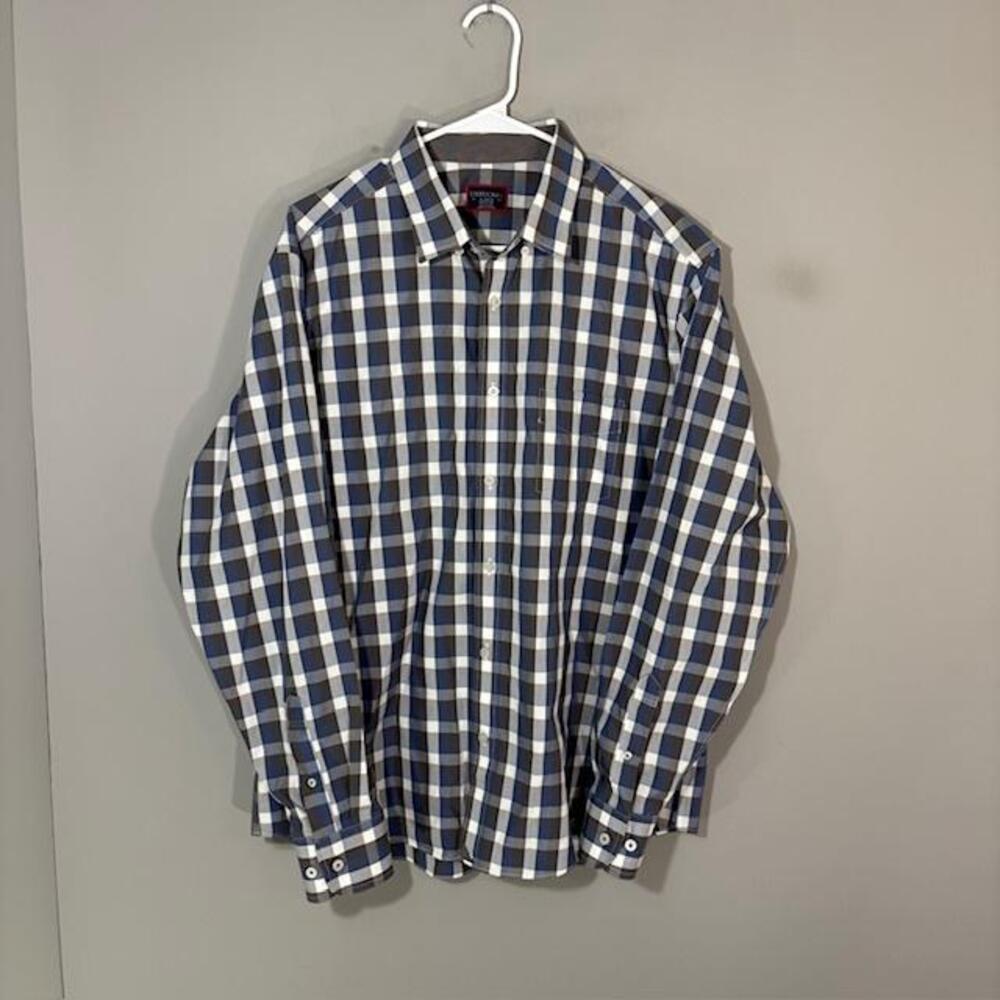 UNTUCKit Altamura WF Shirt Mens XL Blue Plaid Long Sleeve Button Up Wrinkle Free